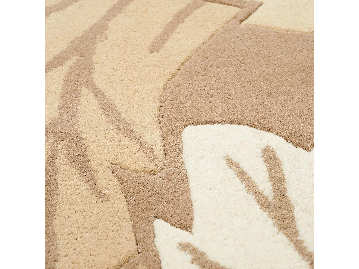 tappeto da soggiorno 170x240 realizzato a mano in lana beige e panna fantasia floreale rettangolare