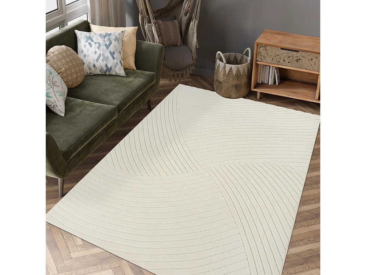 Tapis intérieur extérieur 80x150 en relief LYN14 GEMGRAF Crème ton sur ton
