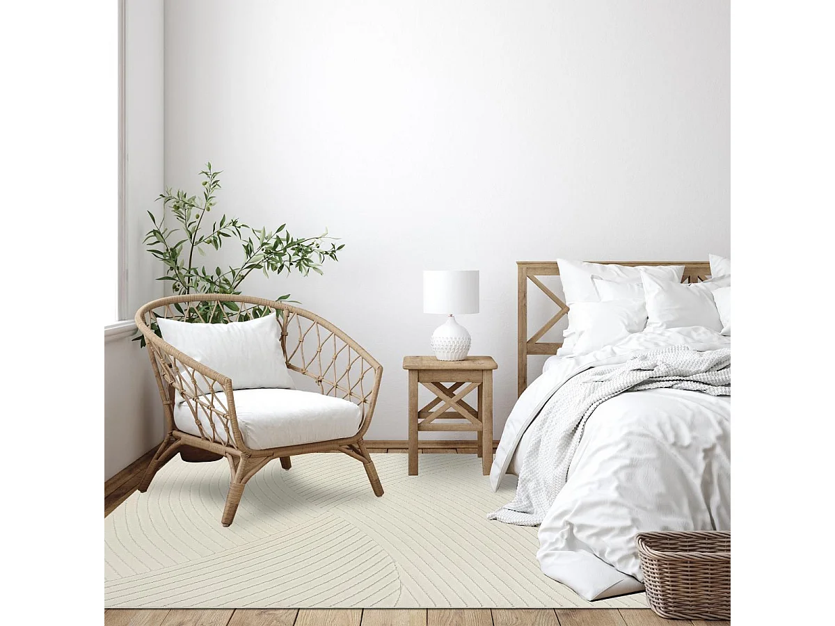 Tapis intérieur extérieur 80x150 en relief LYN14 GEMGRAF Crème ton sur ton