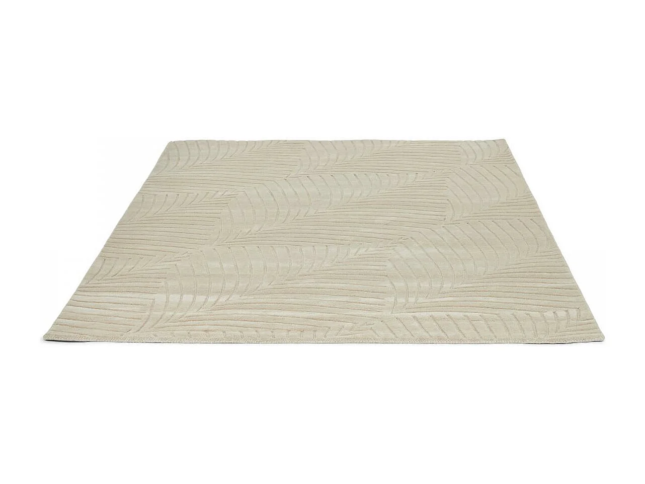 tapis bibliothèque 250x350 fait à la main en laine crème rectangle motif faux uni