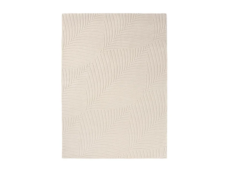 tapis bibliothèque 250x350 fait à la main en laine crème rectangle motif faux uni