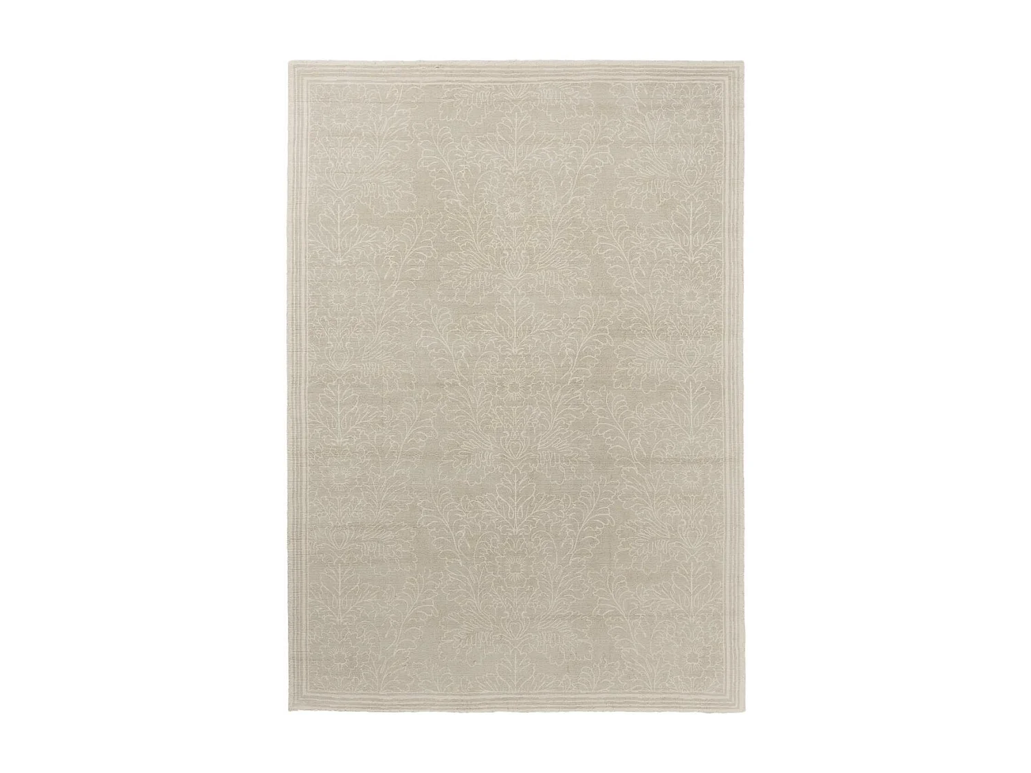 tapis chambre 140x200 fait main en coton beige rectangle motif floral SILEST