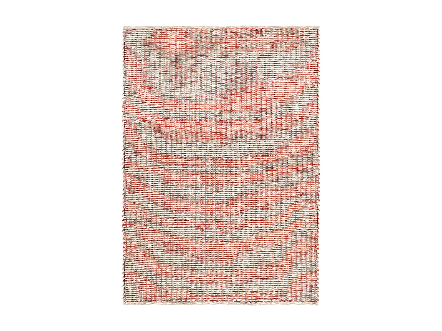 tappeto per camera da letto 140x200 realizzato a mano in lana color panna e rosso, fantasia rettangolare finta unita