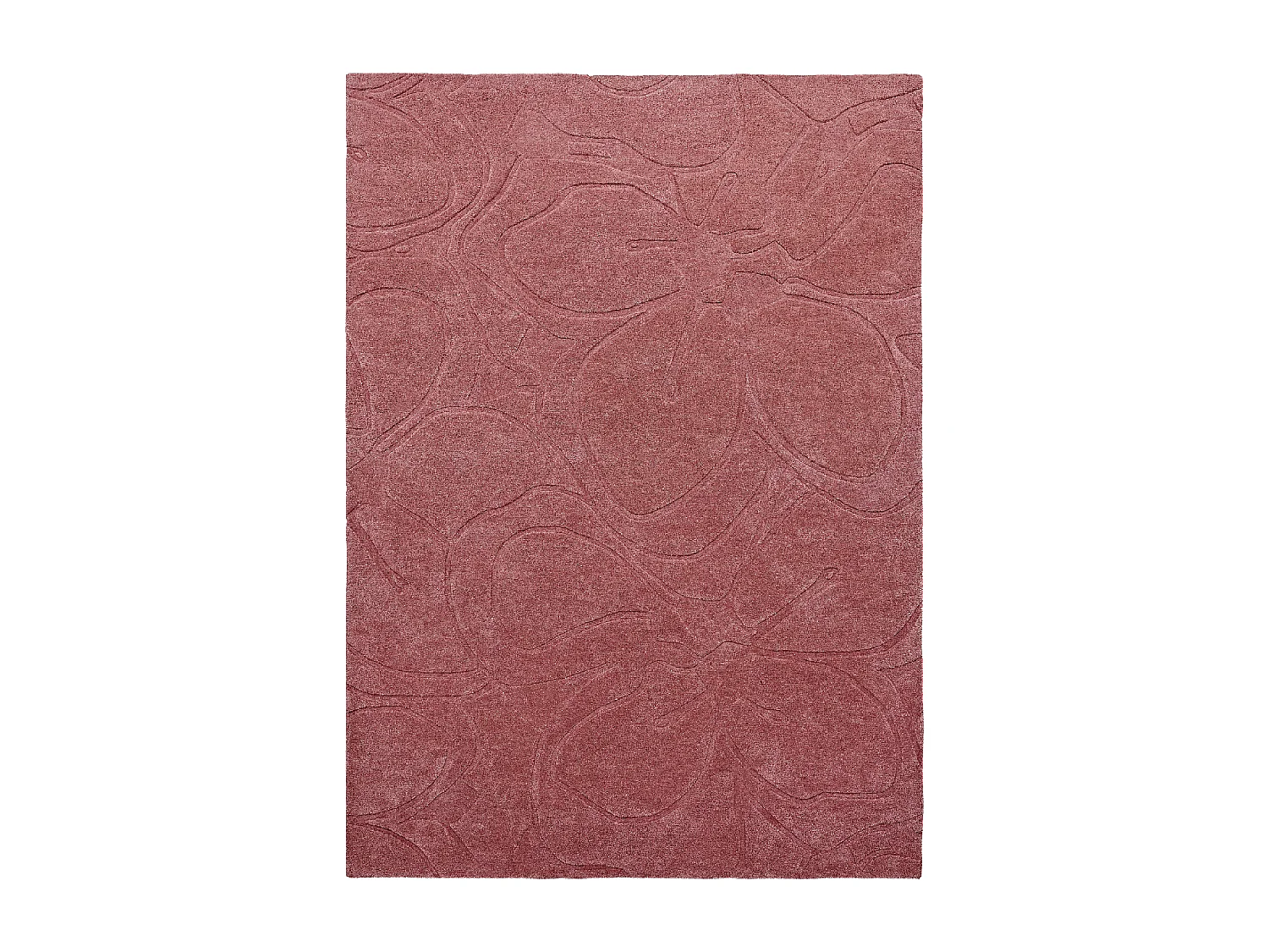tapis entrée 140x200 fait à la main en laine rose rectangle motif faux uni