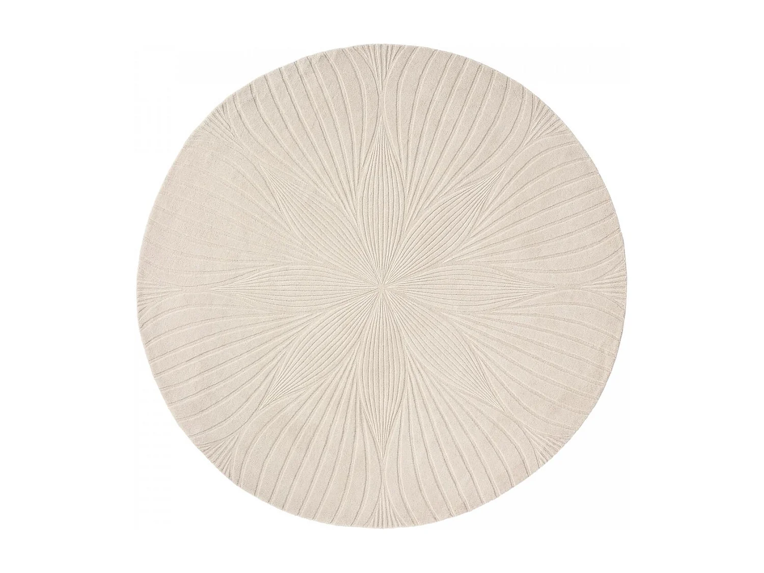 Tapis rond Ø150cm fait à la main en laine motif faux uni pour salon FOLIA