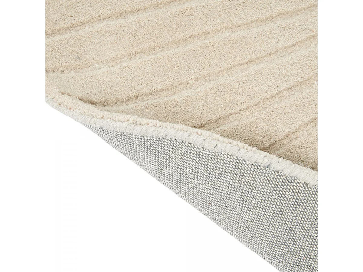 Tapis rond Ø150cm fait à la main en laine motif faux uni pour salon FOLIA