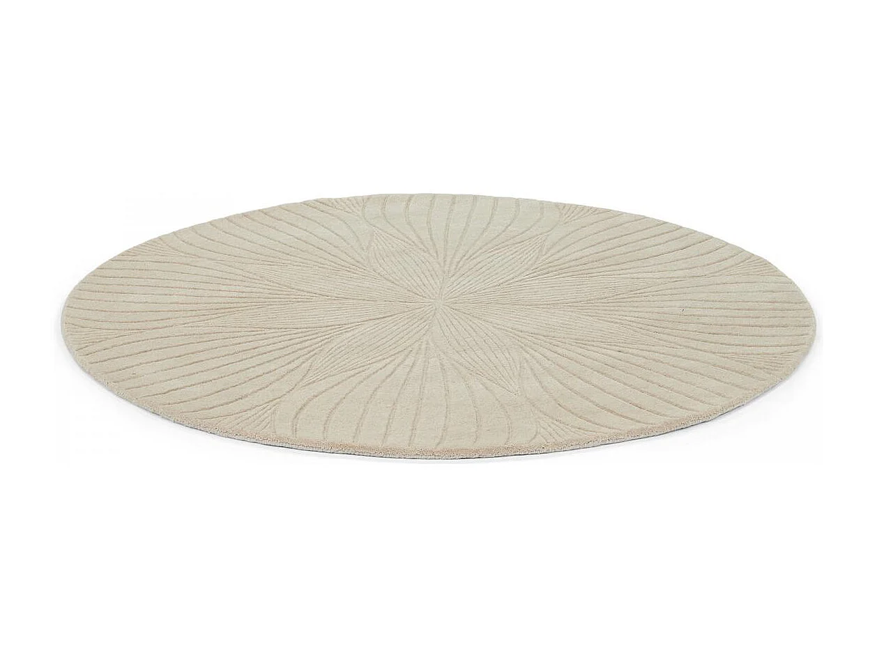 Tappeto rotondo Ø150cm realizzato a mano in finta lana tinta unita per soggiorno FOLIA