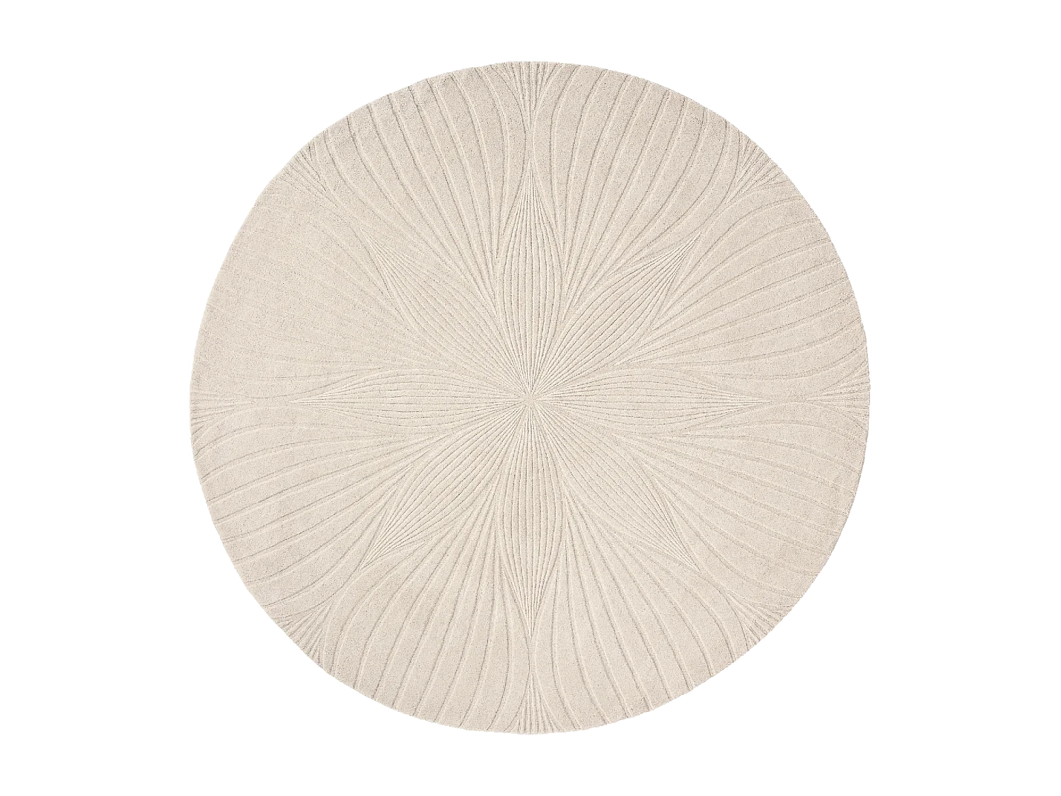 Tapis rond Ø150cm fait à la main en laine motif faux uni pour salon FOLIA