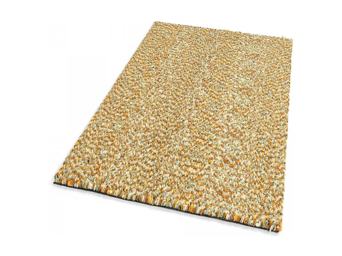 Tapis longs poils shaggy 200x300 rectangle tissé beige et gris en laine