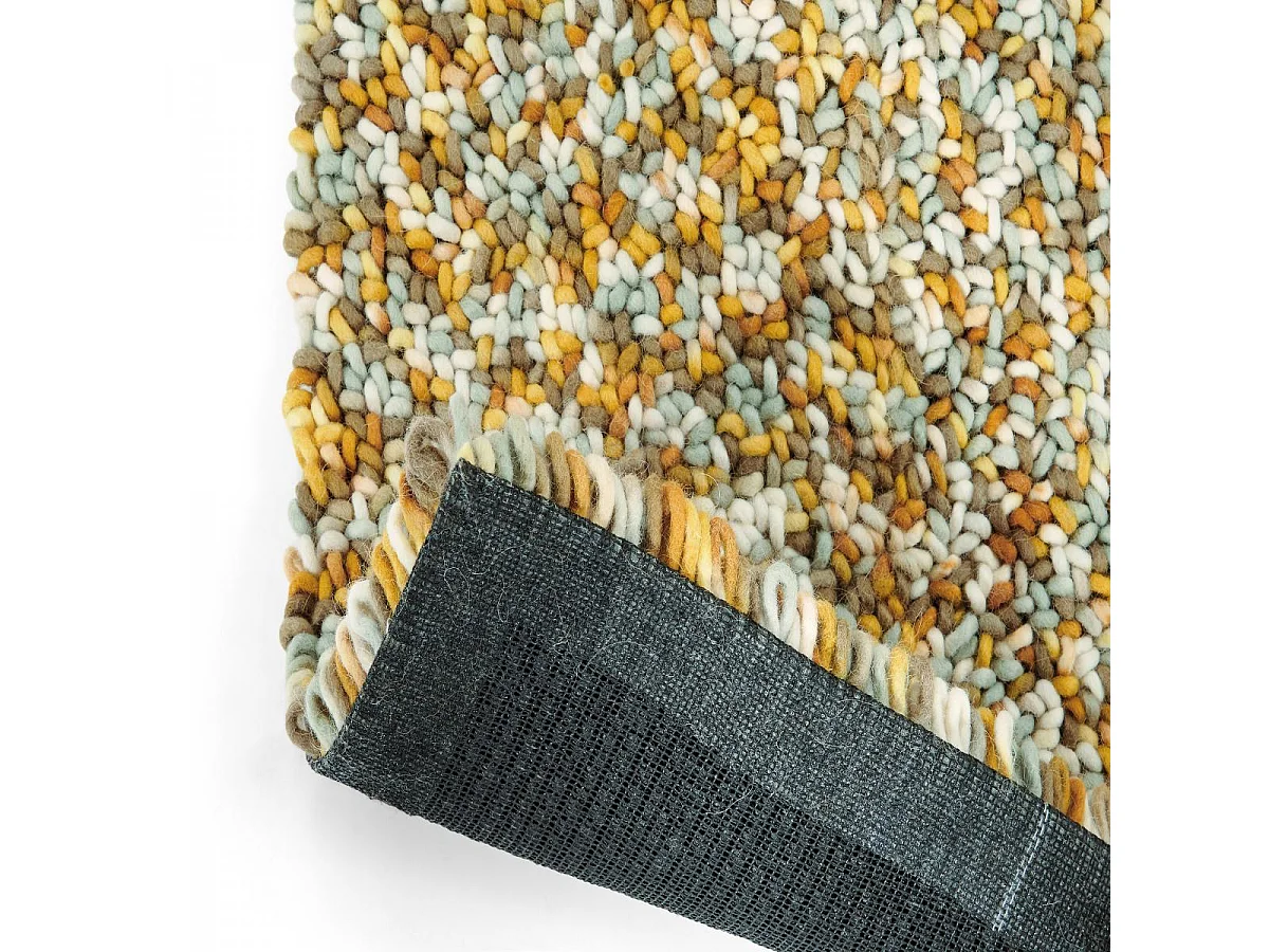 Tapis longs poils shaggy 200x300 rectangle tissé beige et gris en laine