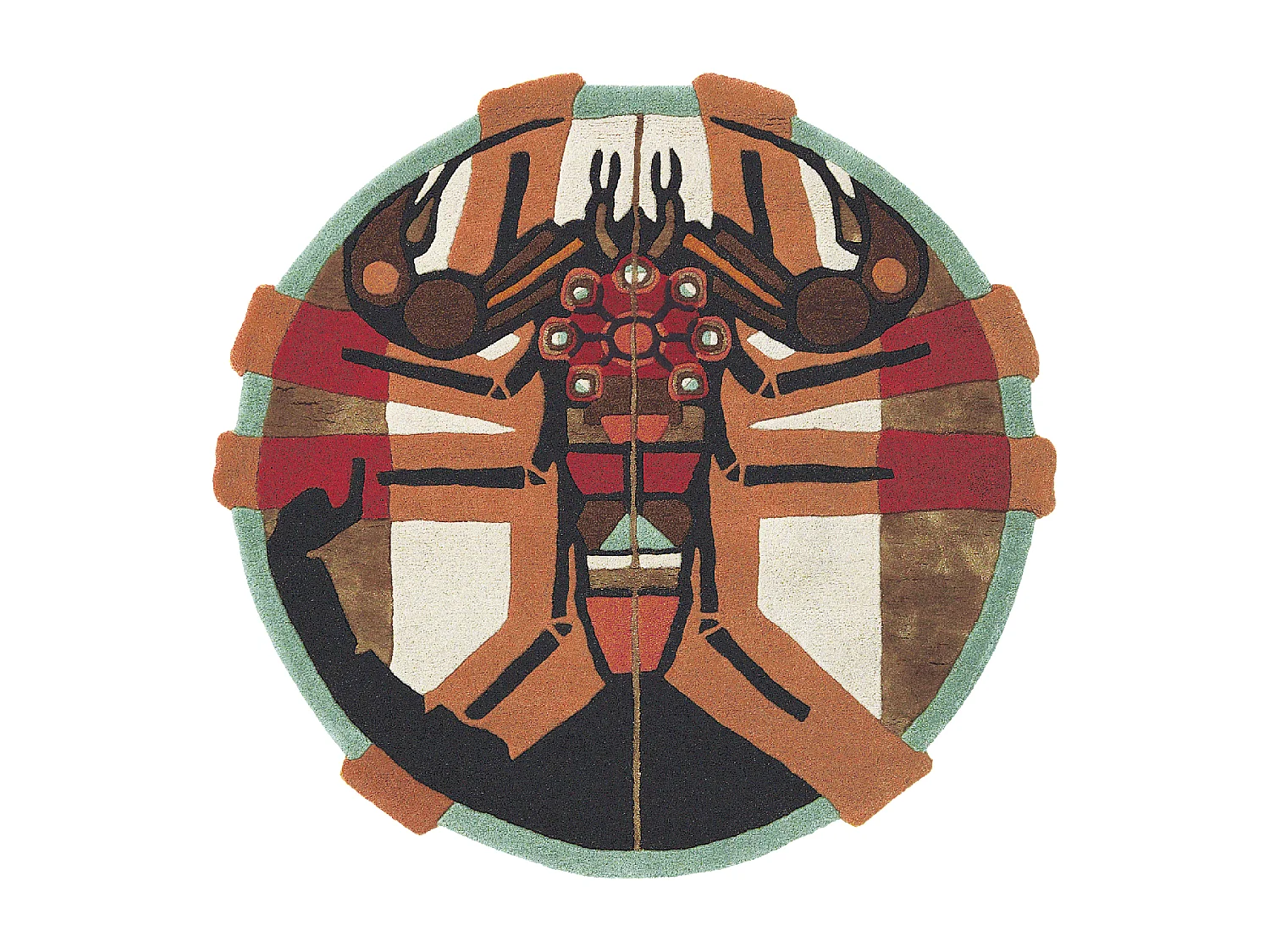 tapis open space 200x200 fait à la main en laine multicolore motif fresque