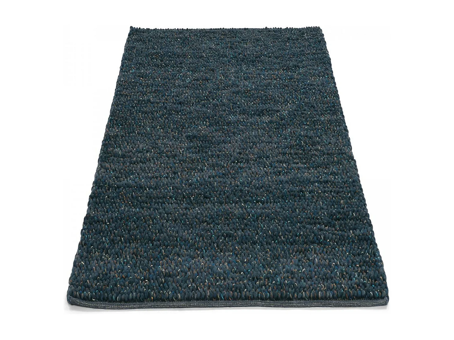 tapis chambre 170x240 tissé en laine bleu foncé rectangle motif uni COBLE