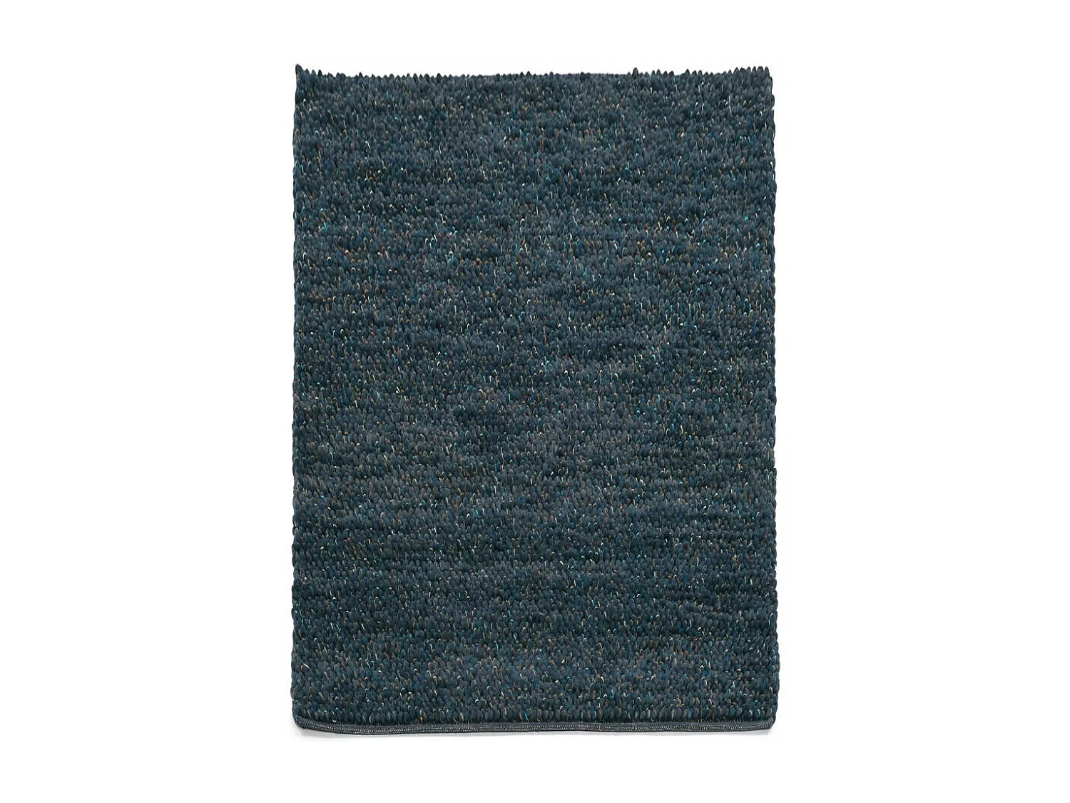 tapis chambre 170x240 tissé en laine bleu foncé rectangle motif uni COBLE