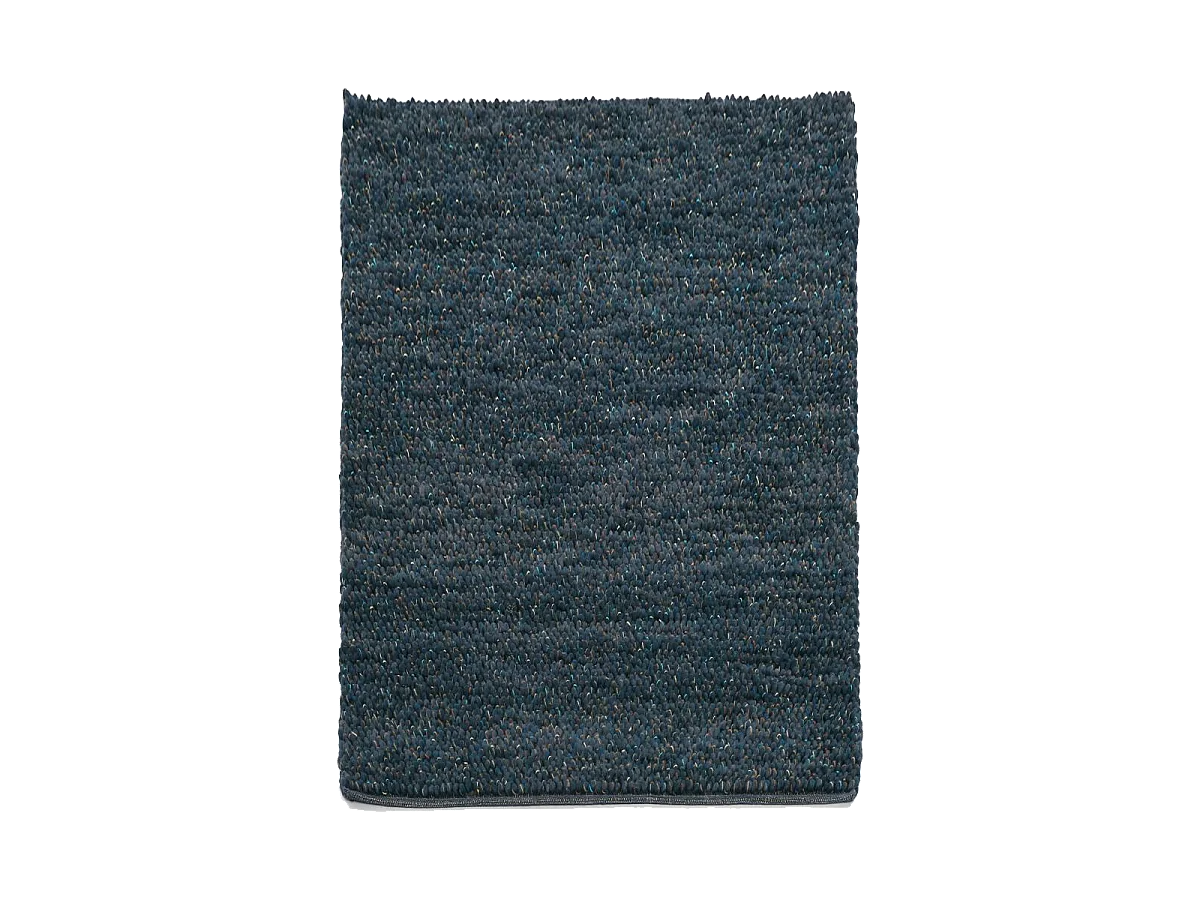 tapis chambre 170x240 tissé en laine bleu foncé rectangle motif uni COBLE