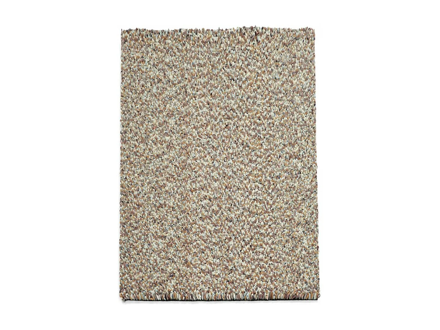 Tapis longs poils shaggy 200x300 rectangle tissé marron et bleu en laine