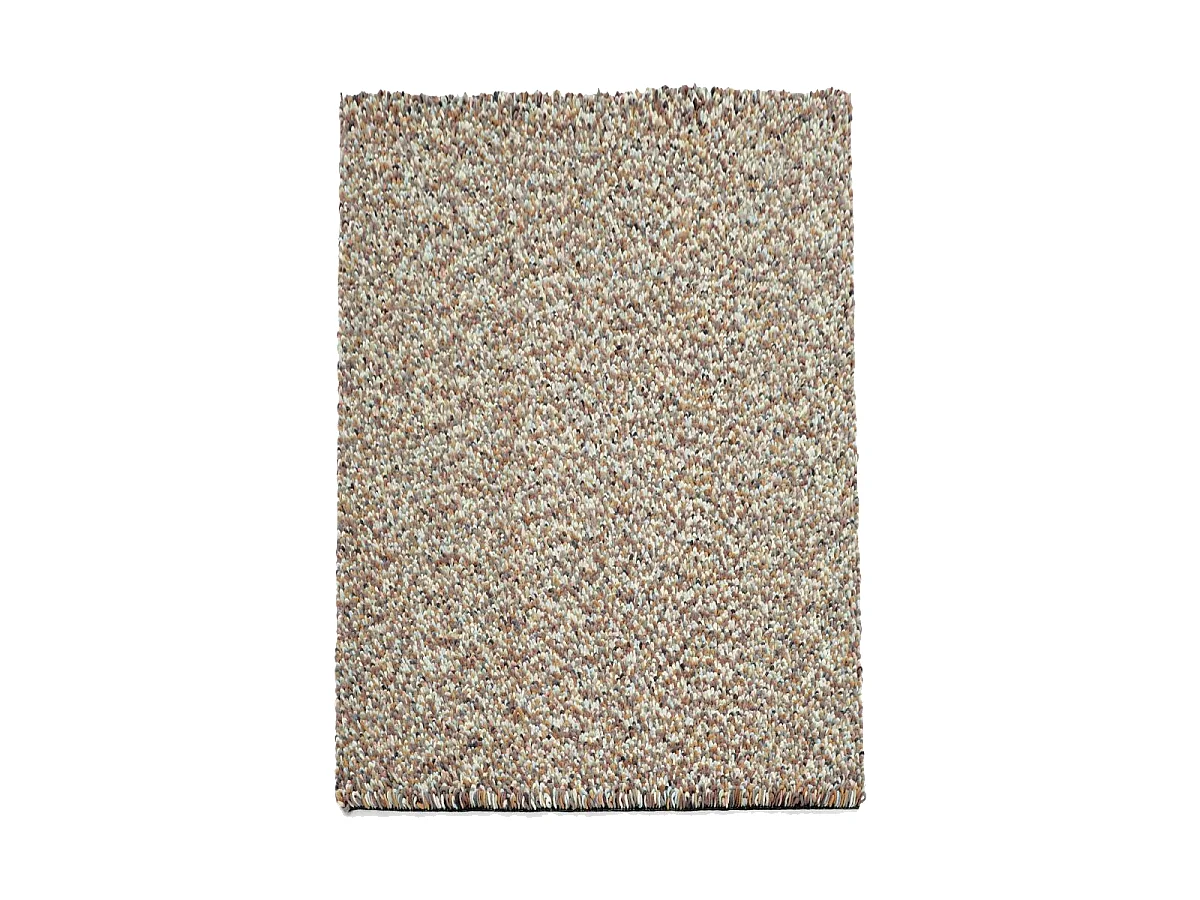 Tapis longs poils shaggy 200x300 rectangle tissé marron et bleu en laine