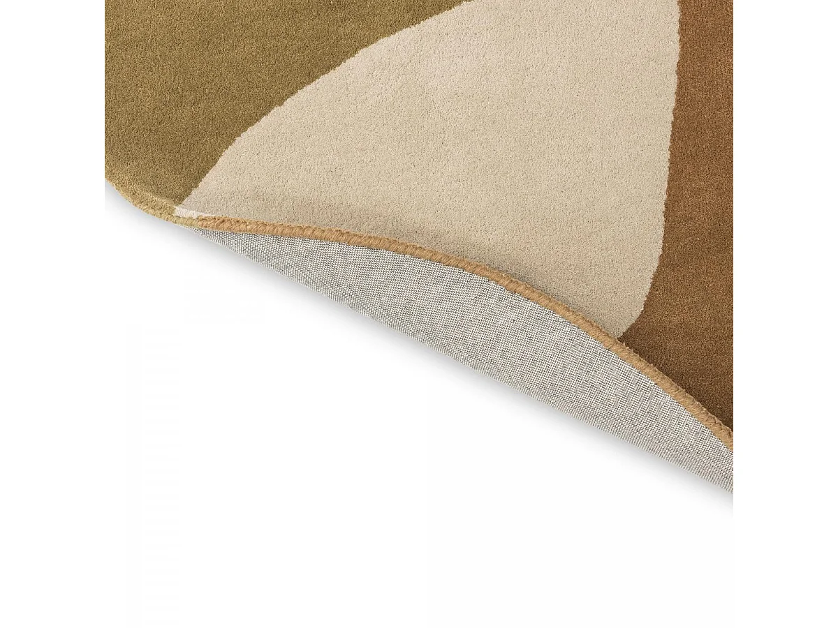 tapis chambre 160x230 fait à la main en laine bleu et vert ovale motif abstrait