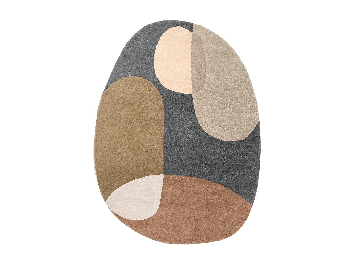 tappeto per camera da letto 160x230 realizzato a mano in lana blu e verde disegno astratto ovale