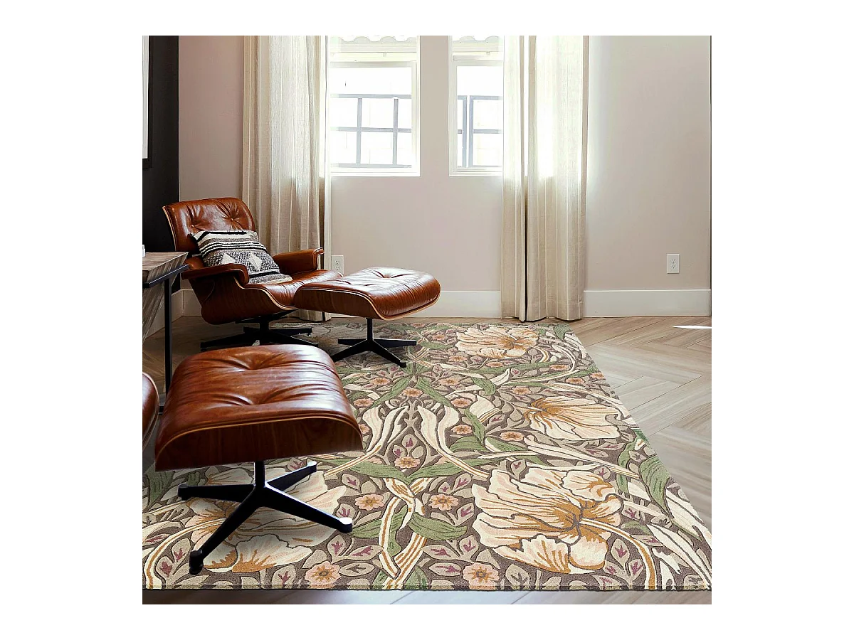 tapis salle à manger 250x350 fait à la main en laine aubergine et vert