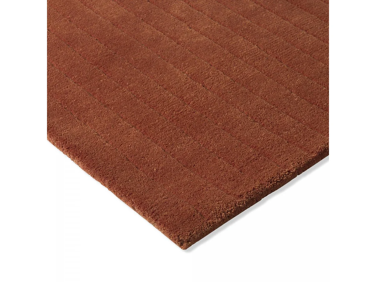 tappeto per camera da letto 140x200 realizzato a mano in lana arancione e verde a rettangolo modello semplice