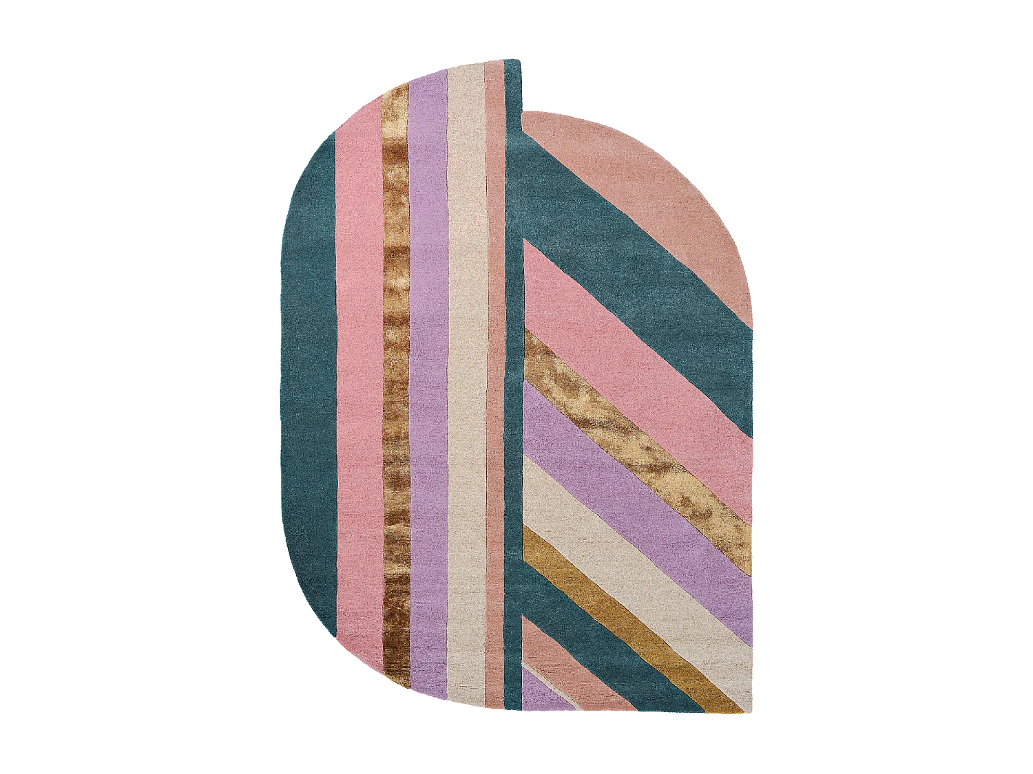 tapis entrée 140x200 fait à la main en laine rose et vert