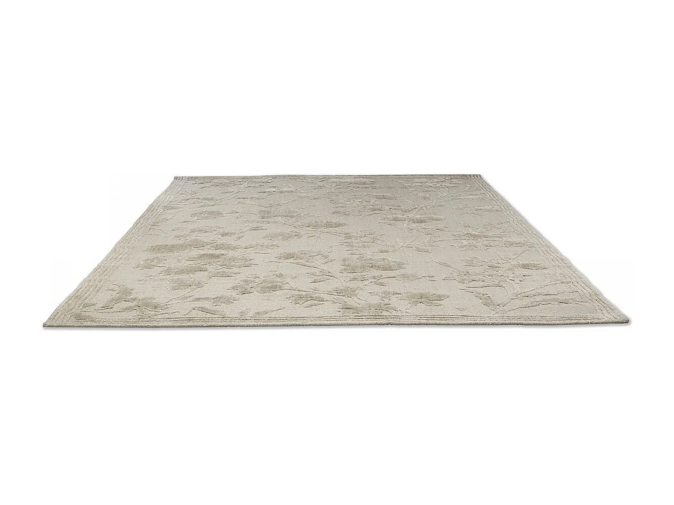 tapis salon 170x240 fait main en bambou beige rectangle motif floral RYE