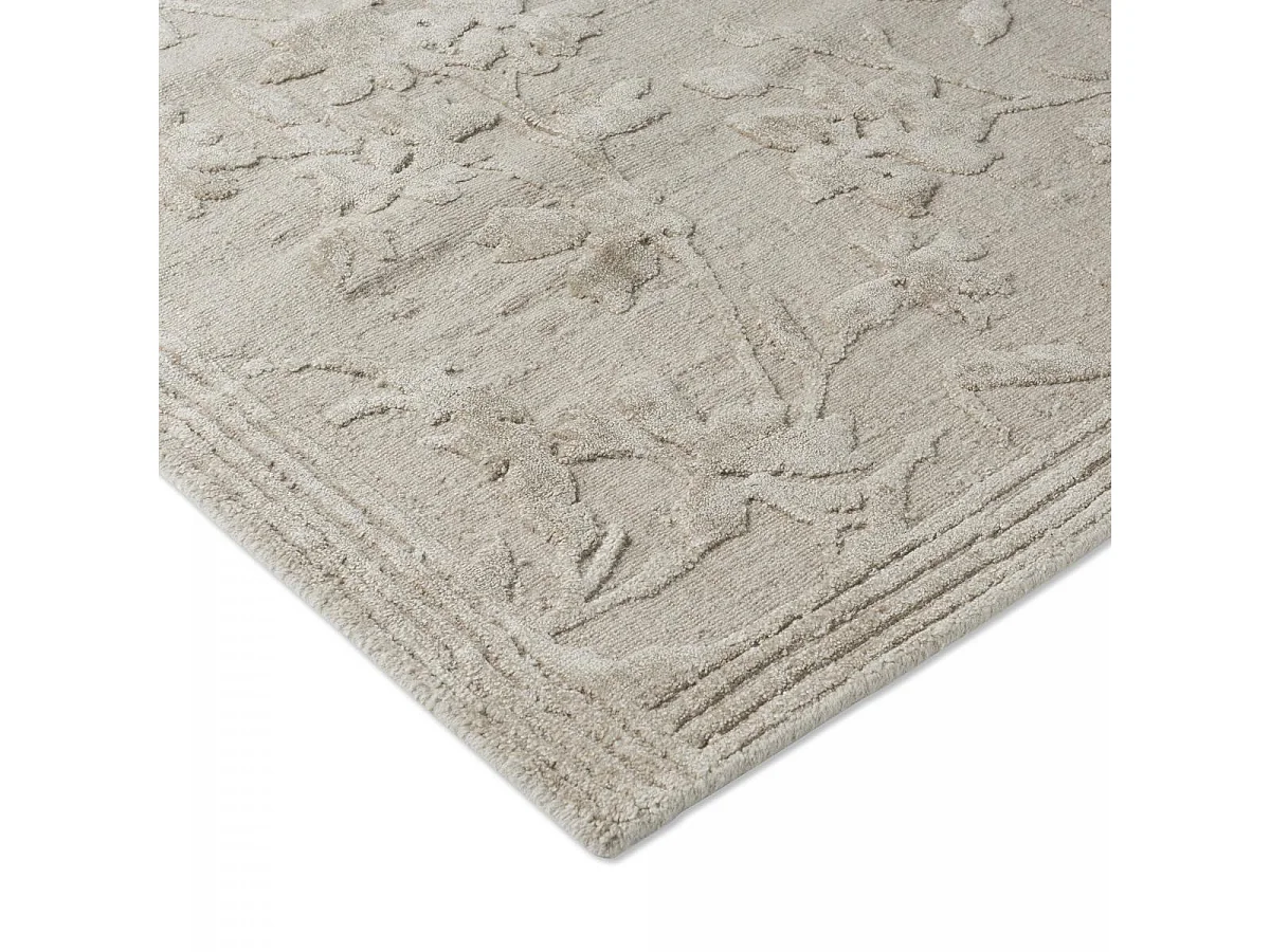 tapis salon 170x240 fait main en bambou beige rectangle motif floral RYE