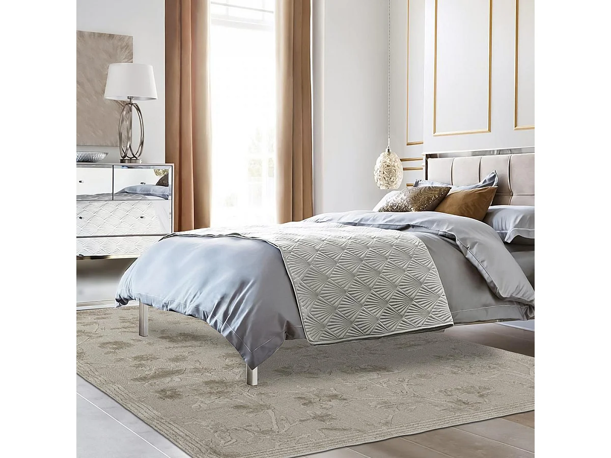 tapis salon 170x240 fait main en bambou beige rectangle motif floral RYE