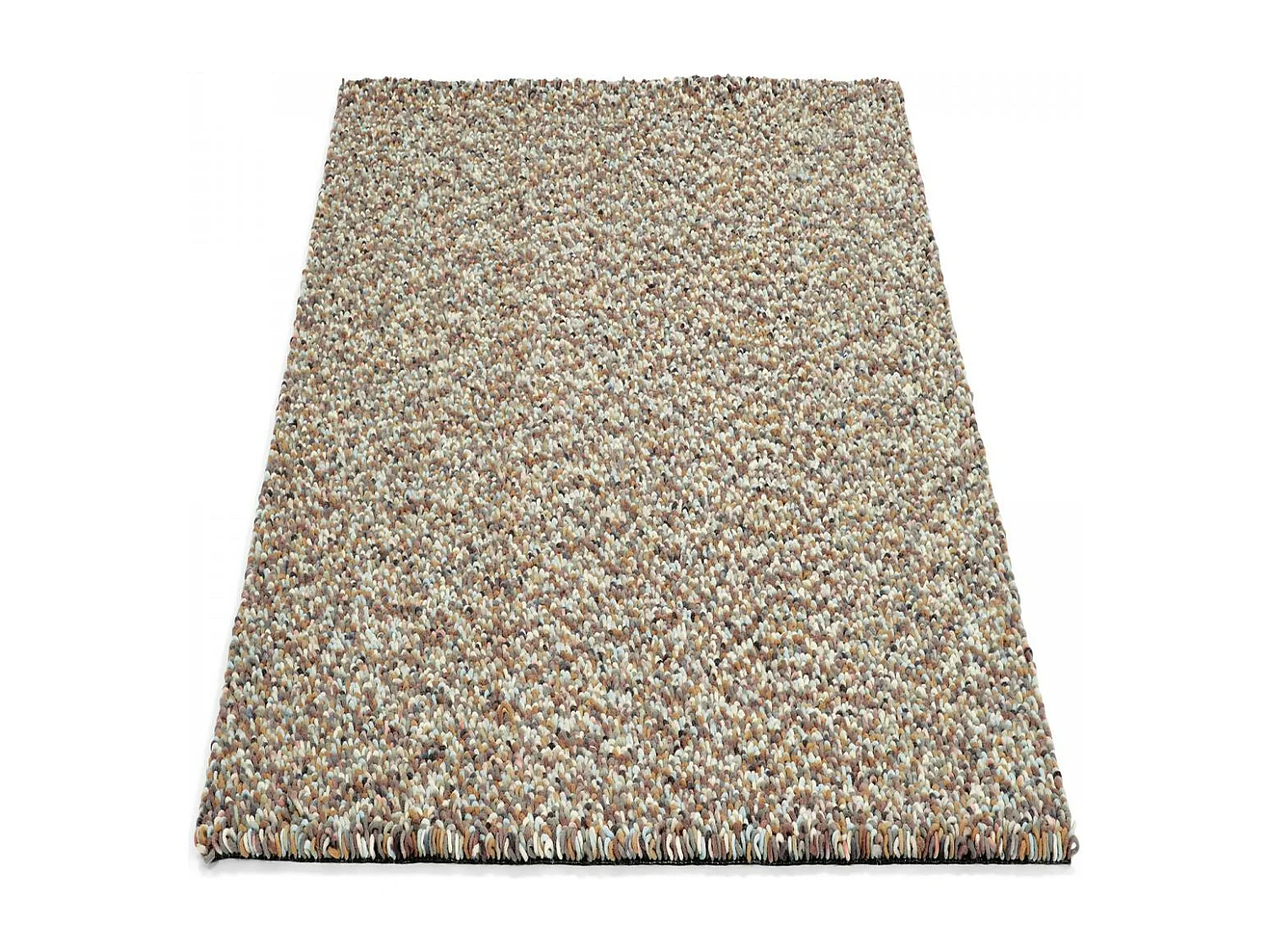 Tapis longs poils shaggy 170x240 rectangle tissé marron et bleu en laine
