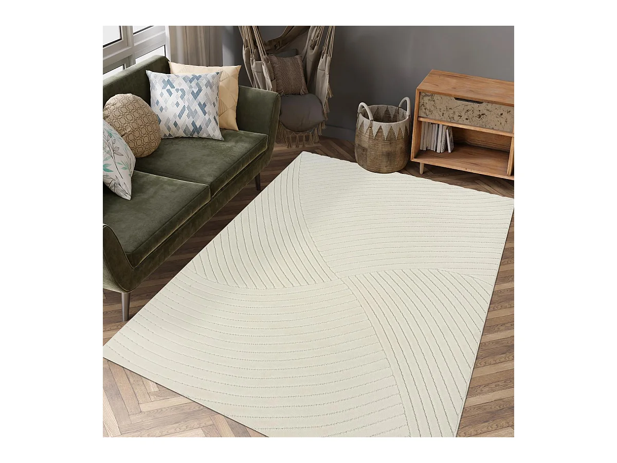 Tapis intérieur extérieur 120x160 en relief LYN14 GEMGRAF Crème ton sur ton