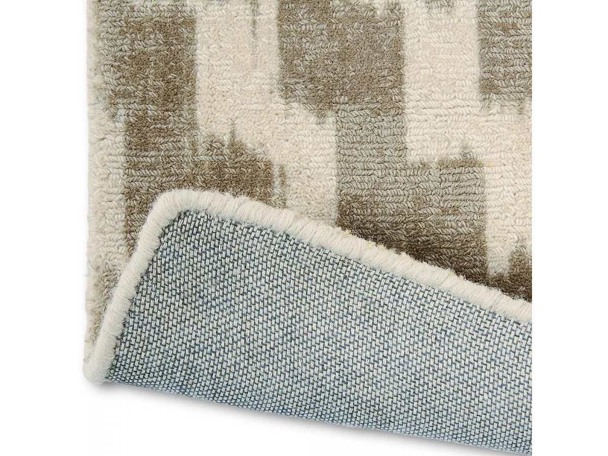 tapis chambre 160x230 fait à la main en laine gris et crème motif scandinave