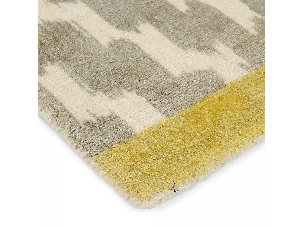 tapis chambre 160x230 fait à la main en laine gris et crème motif scandinave