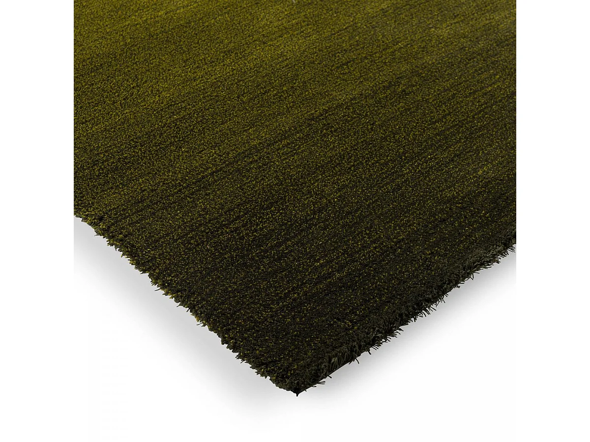 tapis salon 170x240 tufté en laine vert rectangle motif faux uni SHADELO