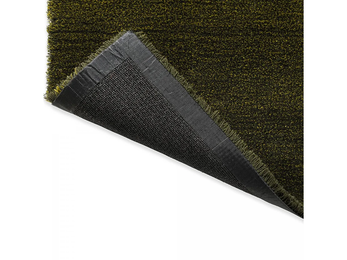 tapis salon 170x240 tufté en laine vert rectangle motif faux uni SHADELO