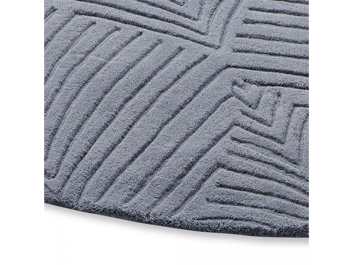 Tapis rond Ø200cm fait à la main en laine motif faux uni pour open space FOLIA