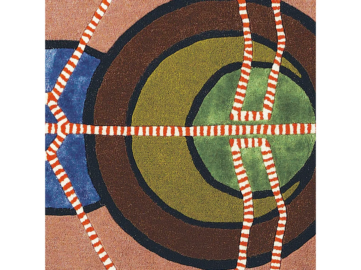 tapis open space 200x200 fait à la main en laine multicolore motif fresque