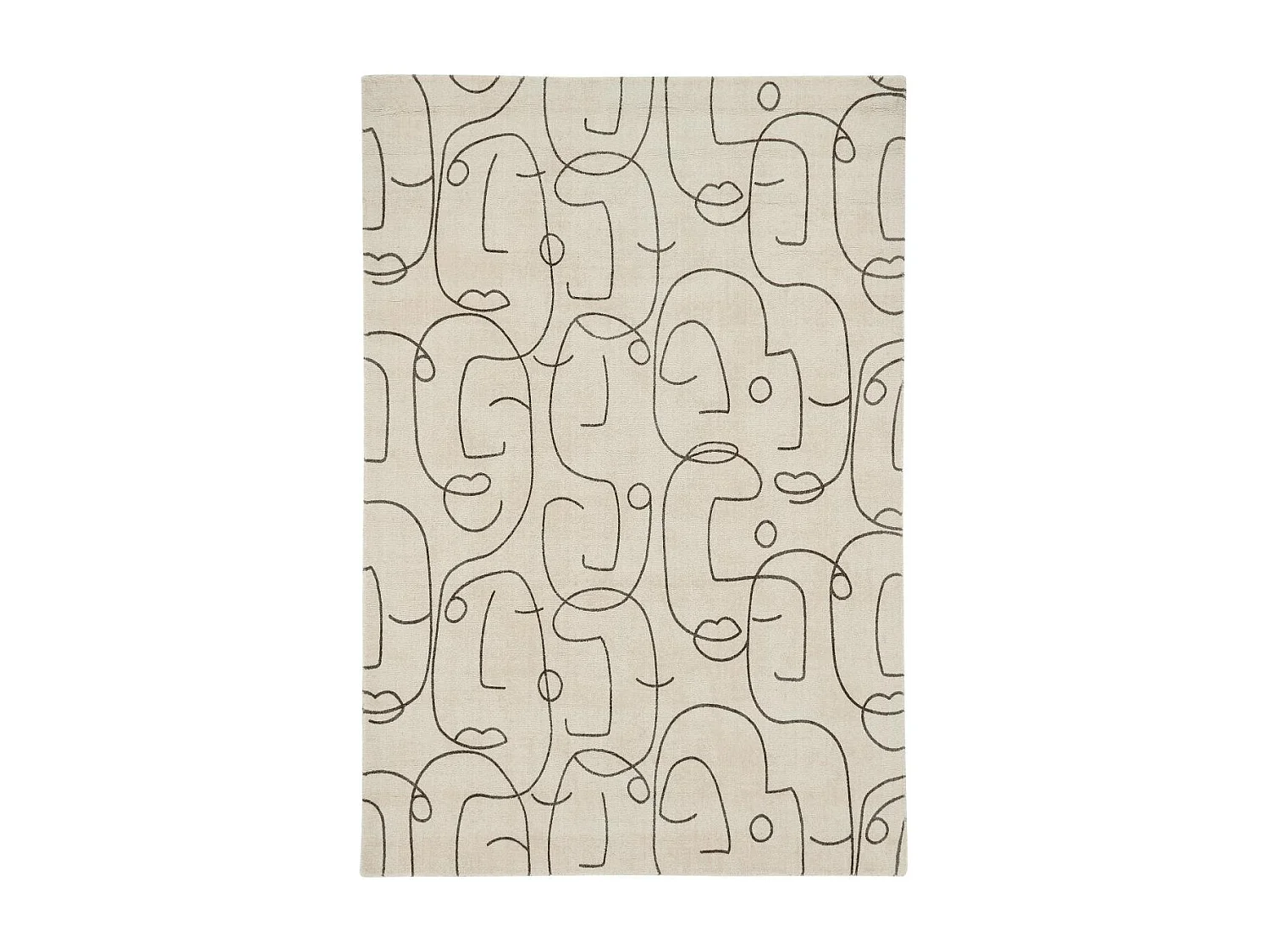 tapis chambre 200x280 fait à la main en laine beige rectangle motif abstrait