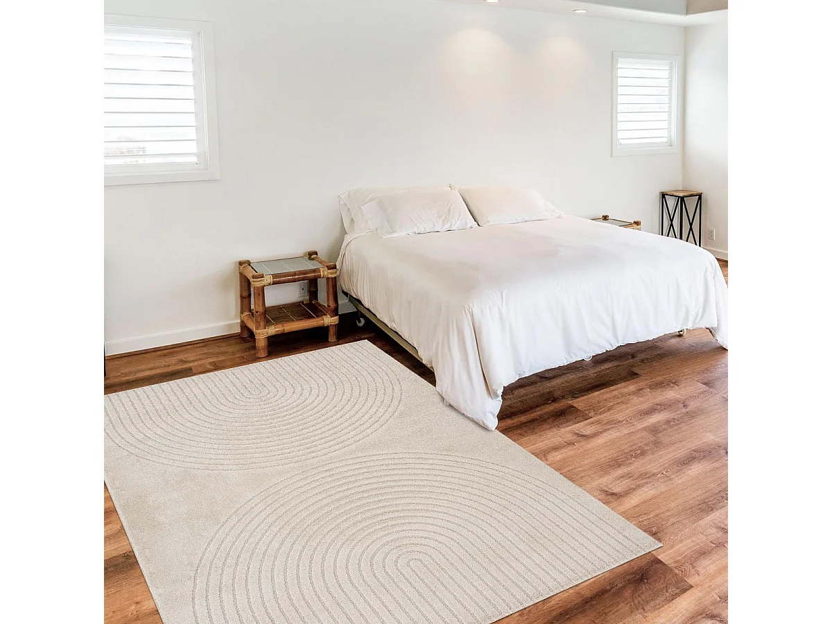 Tapis salon DEMILU 160x220 cm Beige - Tapis Chambre doux et soyeux