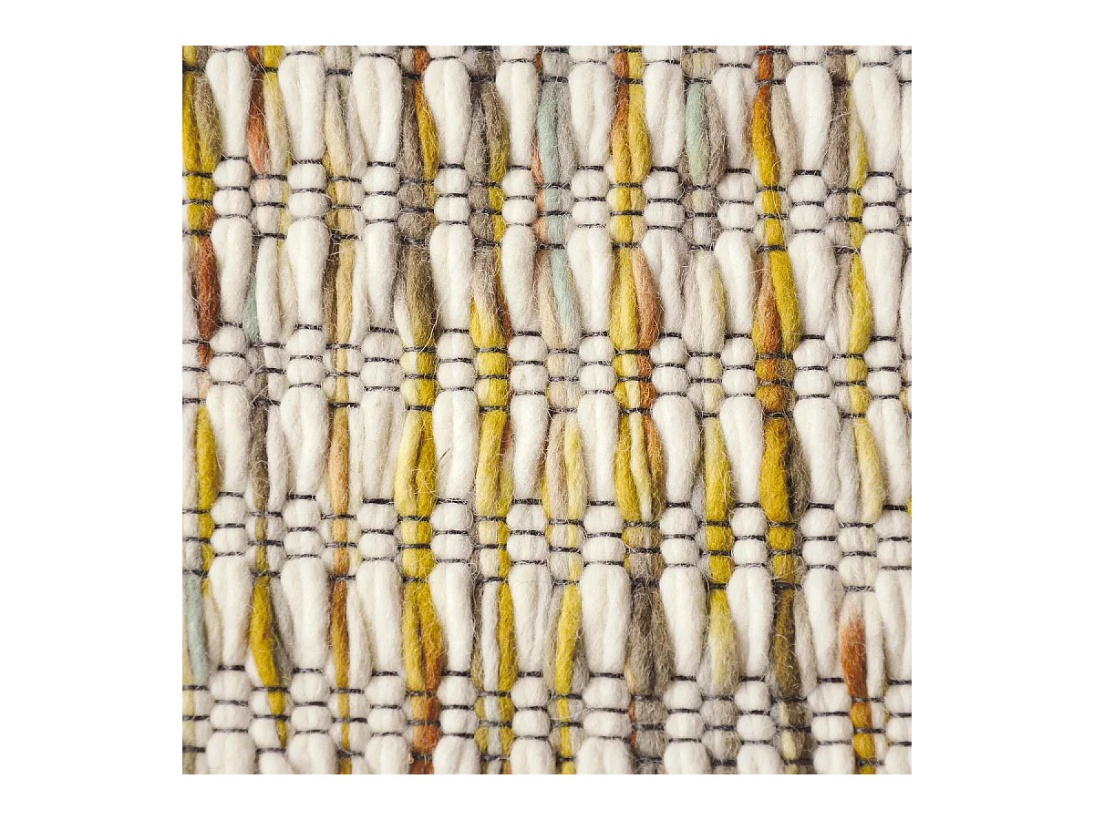 Tapis kilim 140x200 rectangle fait main en laine jaune et crème