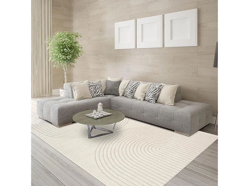 Tapis salon DEMILU 80x150 cm Crème - Tapis Entrée doux et soyeux