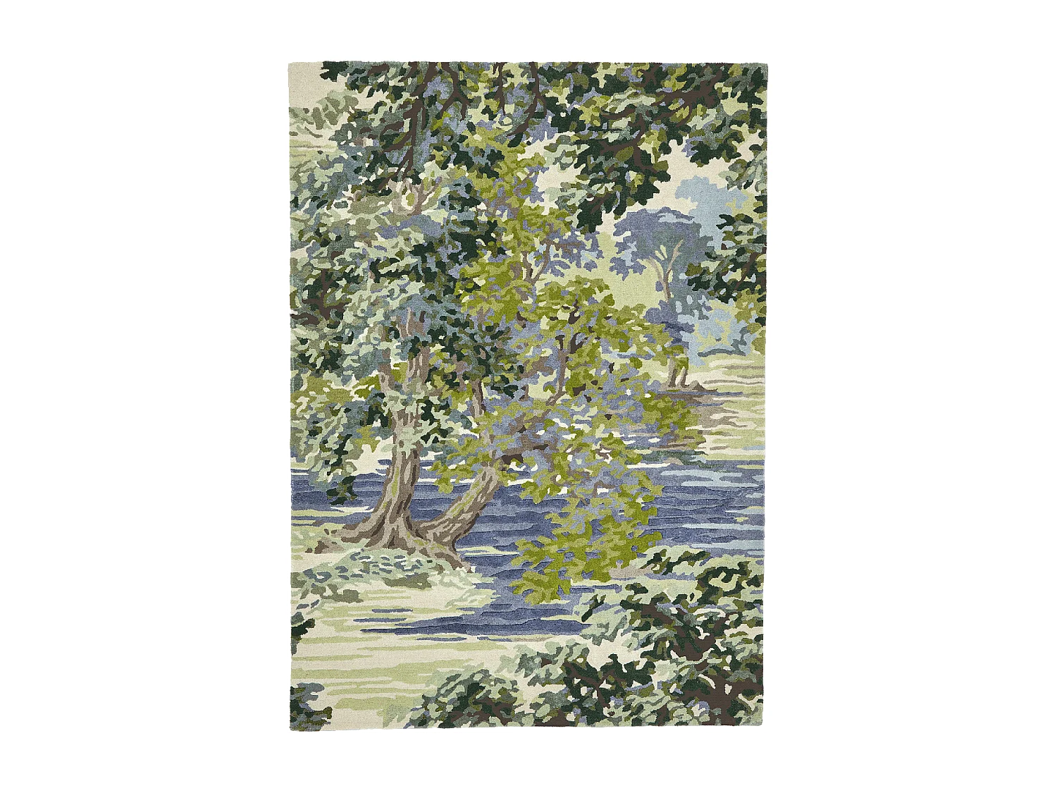 tappeto per camera da letto 200x280 realizzato a mano in lana blu e verde con motivo floreale rettangolare