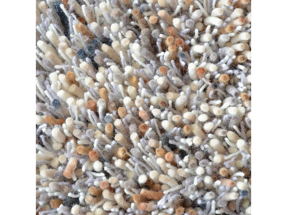 Tapis shaggy 250x350 rectangle tufté beige en laine motif faux uni YOUNG