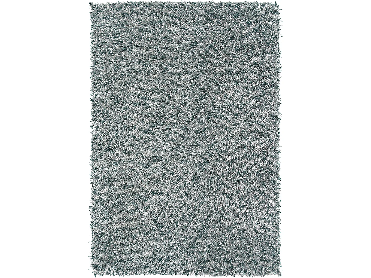 Tapis shaggy 140x200 rectangle tissé gris et blanc en laine motif faux uni ROCKS
