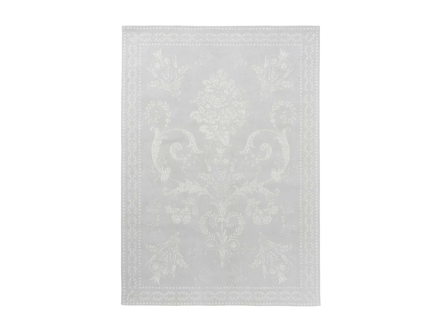 tapis salon 170x240 fait main en coton gris et blanc rectangle motif floral
