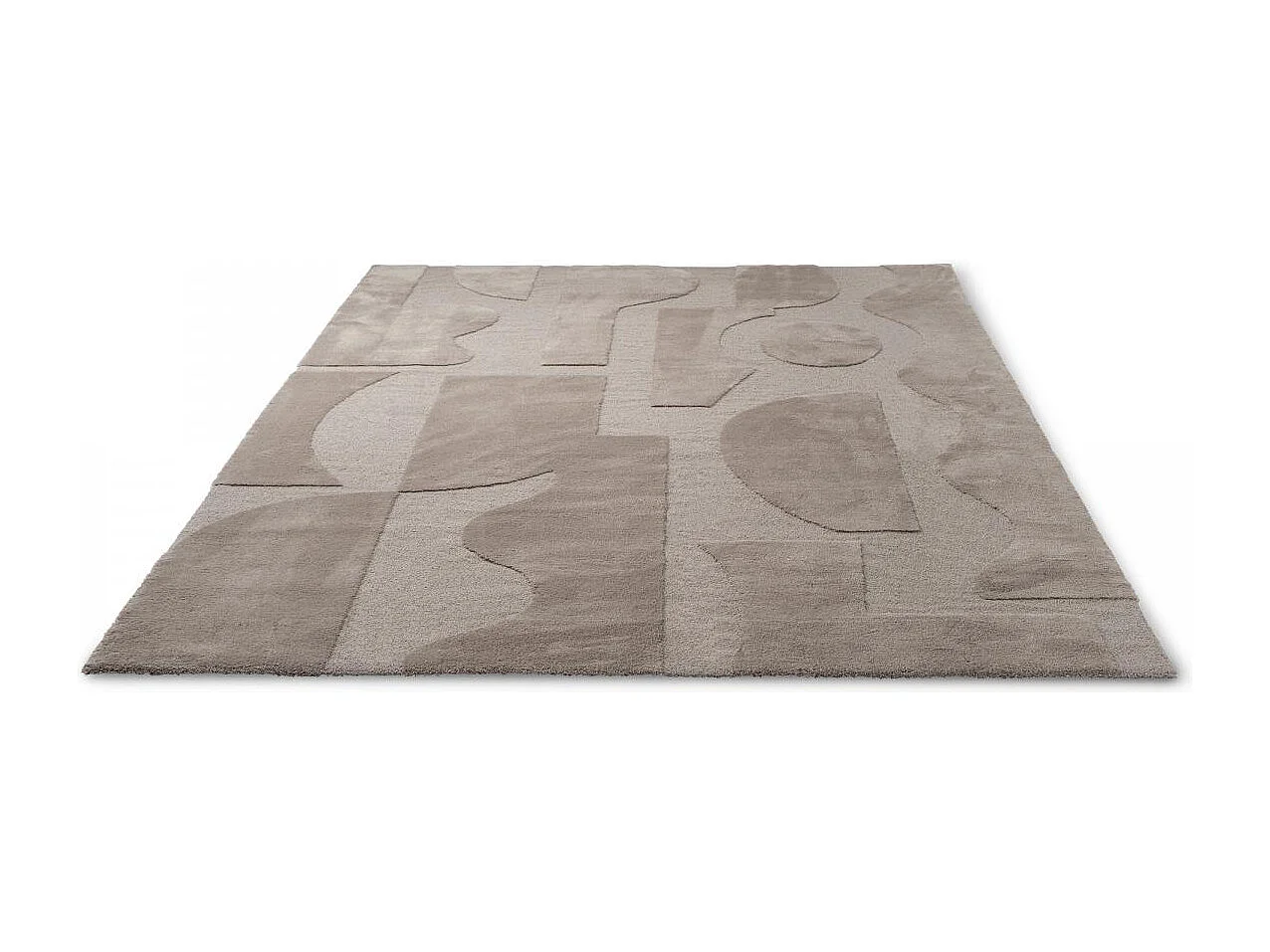 tapis salle de réception 170x240 tufté en laine beige rectangle motif géométrique