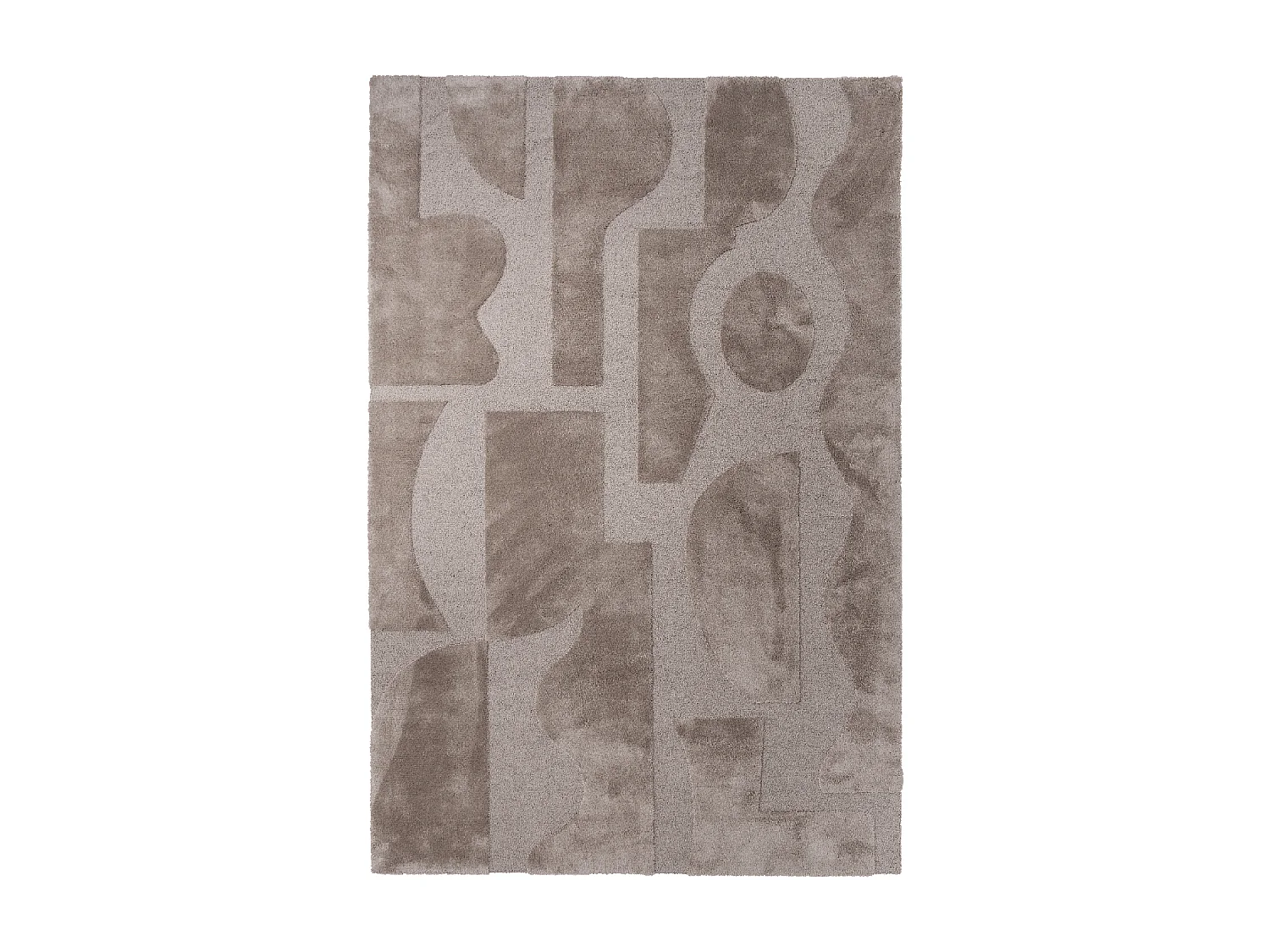 tapis salle de réception 170x240 tufté en laine beige rectangle motif géométrique