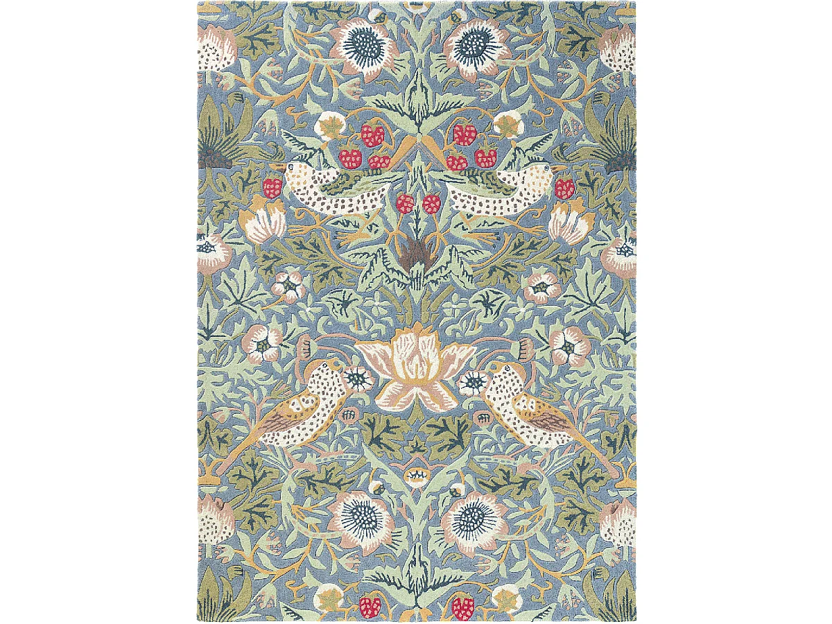 tapis entrée 140x200 fait à la main en laine vert pastel motif floral