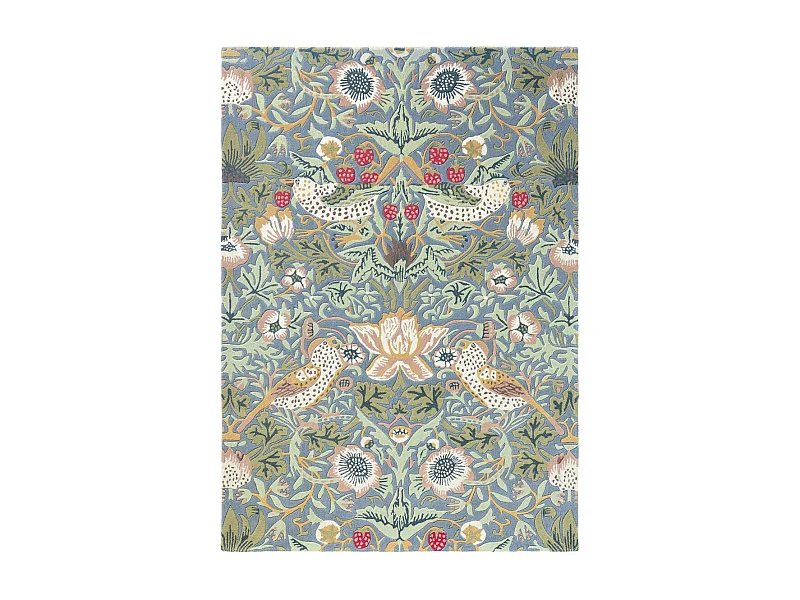 tapis entrée 140x200 fait à la main en laine vert pastel motif floral