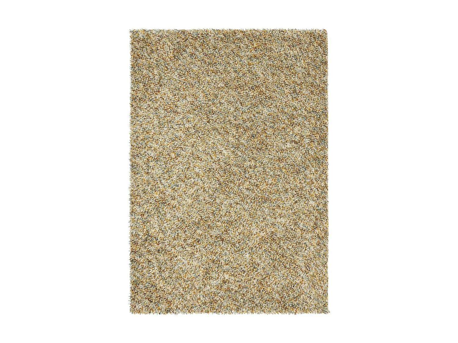 Tapis longs poils shaggy 140x200 rectangle tissé jaune et beige en laine