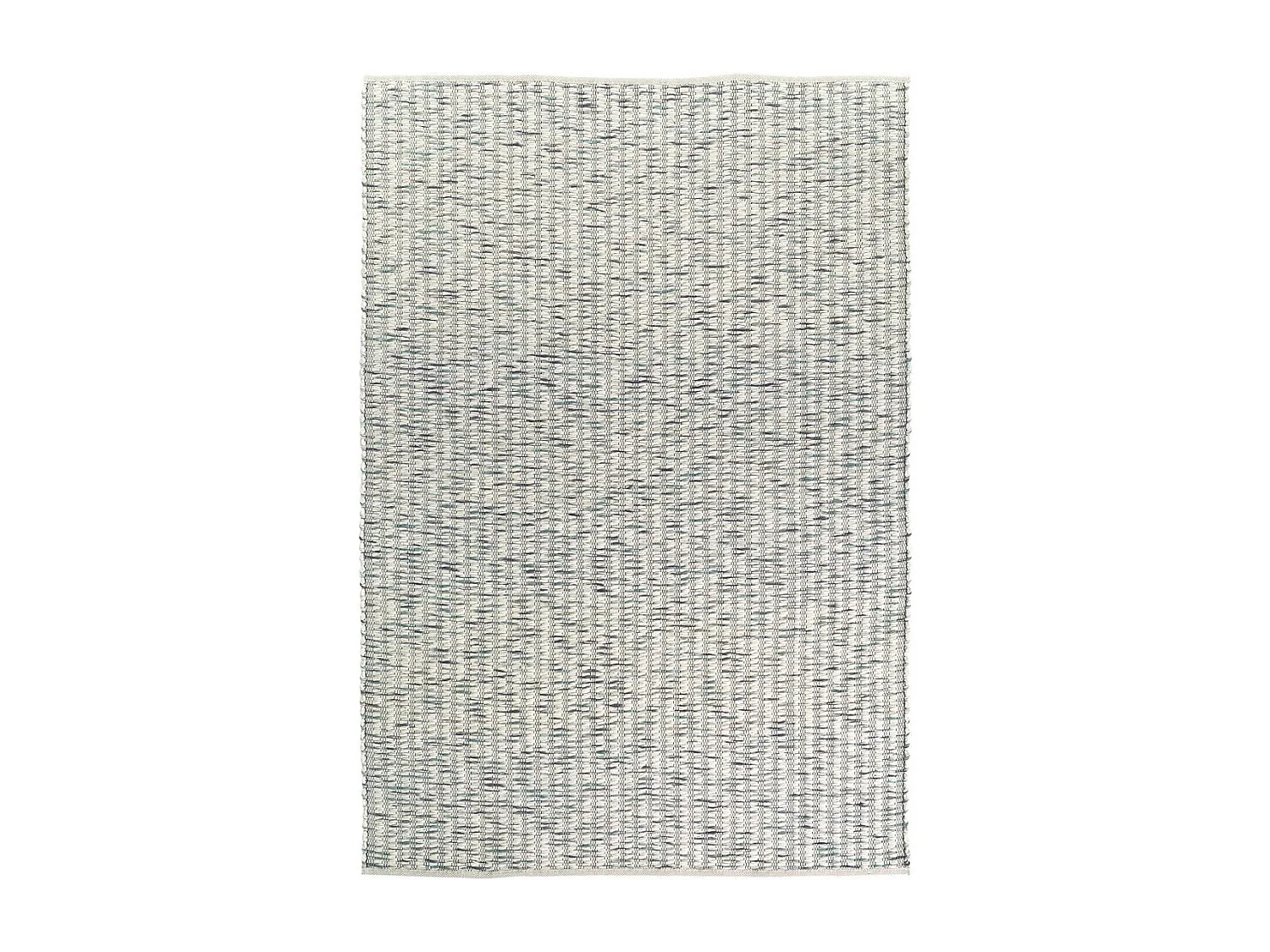 Tapis kilim 160x230 rectangle fait main en laine crème et vert motif faux uni